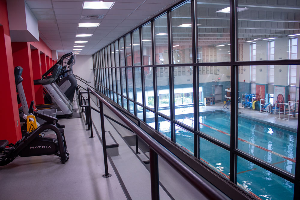 fitness room and pool